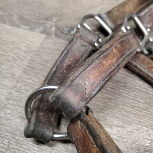 Thick Leather Halter, snap *gc/fair, stiff, scraped edges, dry, stains, older, residue