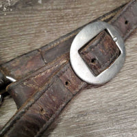 Thick Leather Halter, snap *gc/fair, stiff, scraped edges, dry, stains, older, residue
