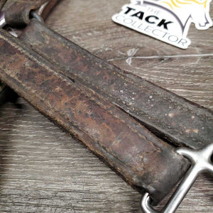 Thick Leather Halter, snap *gc/fair, stiff, scraped edges, dry, stains, older, residue