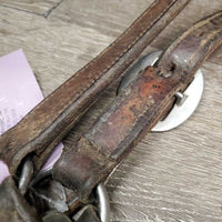 Thick Leather Halter, snap *gc/fair, stiff, scraped edges, dry, stains, older, residue