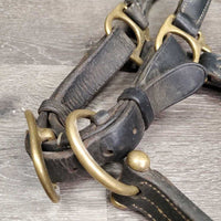 FS Padded Double Leather Halter, snap, adj *gc/fair, repaired throat, cracking, dirt, residue
