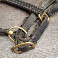 FS Padded Double Leather Halter, snap, adj *gc/fair, repaired throat, cracking, dirt, residue
