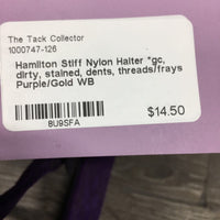 Stiff Nylon Halter *gc, dirty, stained, dents, threads/frays
