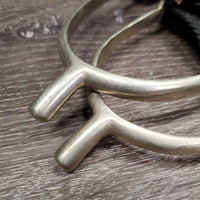 Pr Hvy POW Spurs, Wide Braided Nylon Spur Straps *vgc, older, mnr scuffs, stains, scratches, rubs & dirty straps
