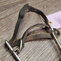 Pr POW Spurs, Leather Spur Straps, Bling *gc, widened, clean, dirt/residue, scratches, ends: chews & thin
