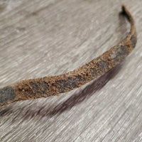 Pr POW Spurs, Leather Spur Straps, Bling *gc, widened, clean, dirt/residue, scratches, ends: chews & thin
