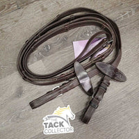 Soft Narrow Rubber Lined Reins, finger stoppers *vgc, mnr threads, clean
