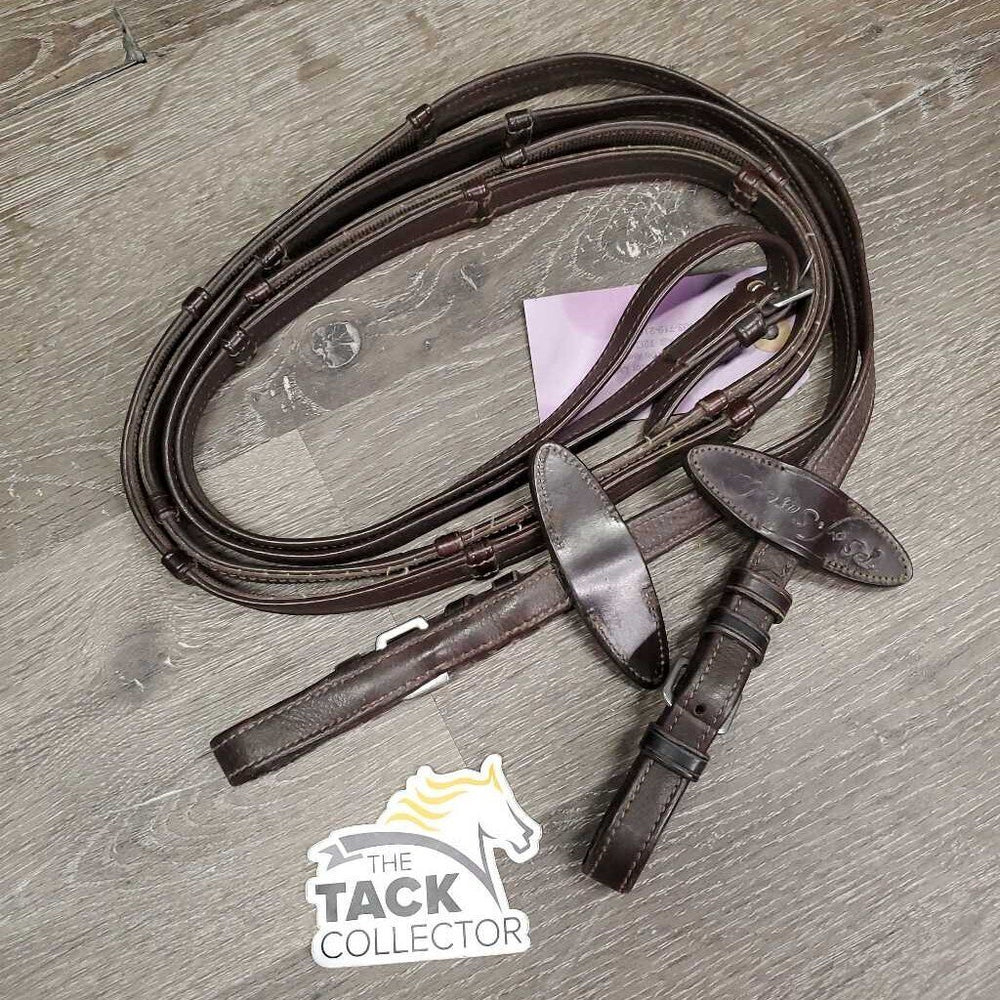 Soft Narrow Rubber Lined Reins, finger stoppers *vgc, mnr threads, clean