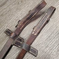 Thick Braided Reins, Stoppers *fair, dry, stiff, pulled stitching, clean, faded
