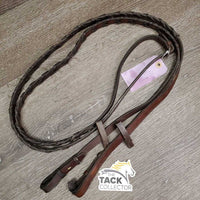 Thick Braided Leather Reins, Stoppers *vgc, mnr residue, stains & rubs, older
