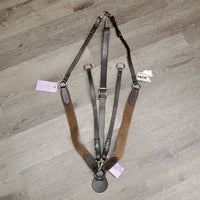 Leather & Elastic Breastplate, Running Attach, snaps *xc/vgc, clean, mnr residue/gunk, scratches, stains & hair
