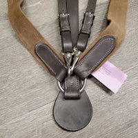 Leather & Elastic Breastplate, Running Attach, snaps *xc/vgc, clean, mnr residue/gunk, scratches, stains & hair
