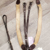 Leather & Elastic Breastplate, Snaps, Running Martingale Attach *gc, dirt, stains, hair, xholes, thin fleece, older, mnr faded