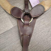 Leather & Elastic Breastplate, Snaps, Running Martingale Attach *gc, dirt, stains, hair, xholes, thin fleece, older, mnr faded
