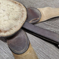 Leather & Elastic Breastplate, Snaps, Running Martingale Attach *gc, dirt, stains, hair, xholes, thin fleece, older, mnr faded
