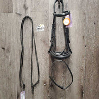 Rsd Padded Monocrown Bridle, Crank, Flash, Plain Reins *vgc/gc, clean, mnr faded, creased, crackles, loose keepers, stiff, rubs & film, dry, older
