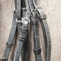 Rsd Padded Monocrown Bridle, Crank, Flash, Plain Reins *vgc/gc, clean, mnr faded, creased, crackles, loose keepers, stiff, rubs & film, dry, older
