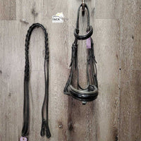 Monocrown Rsd Padded Dressage Bridle, Crank, Braided Reins *gc, rubs, faded, clean, NO Flash, tape residue, mnr sticky
