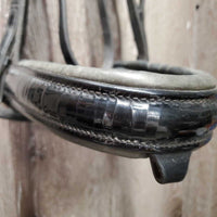 Monocrown Rsd Padded Dressage Bridle, Crank, Braided Reins *gc, rubs, faded, clean, NO Flash, tape residue, mnr sticky