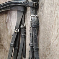 Monocrown Rsd Padded Dressage Bridle, Crank, Braided Reins *gc, rubs, faded, clean, NO Flash, tape residue, mnr sticky
