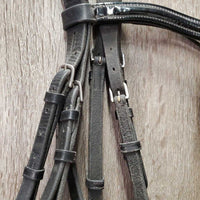 Monocrown Rsd Padded Dressage Bridle, Crank, Braided Reins *gc, rubs, faded, clean, NO Flash, tape residue, mnr sticky