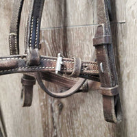 Narrow Rsd Bridle, v.narrow Braided Reins *gc,/fair, v.dry, v.stiff, rubs, scrapes, trimmed end