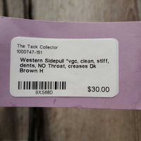 Western Sidepull *vgc, clean, stiff, dents, NO Throat, creases