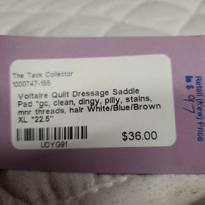 Quilt Dressage Saddle Pad *gc, clean, dingy, pilly, stains, mnr threads, hair
