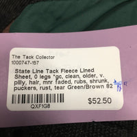 Fleece Lined Sheet, 0 legs *gc, clean, older, v. pilly, hair, mnr faded, rubs, shrunk, puckers, rust, tear
