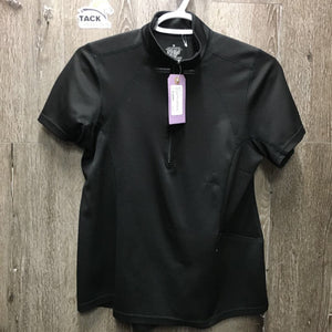 SS Shirt, 1/4 Zip Up *gc, hair, snags, runs, seam rubs, older