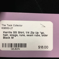 SS Shirt, 1/4 Zip Up *gc, hair, snags, runs, seam rubs, older

