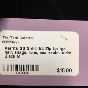 SS Shirt, 1/4 Zip Up *gc, hair, snags, runs, seam rubs, older