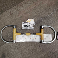 Thin French Link Hunter D Ring, center roller *gc, discolored, v.chewed & shortened, rough ends, clean