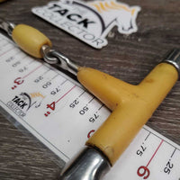 Thin French Link Hunter D Ring, center roller *gc, discolored, v.chewed & shortened, rough ends, clean