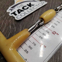 Thin French Link Hunter D Ring, center roller *gc, discolored, v.chewed & shortened, rough ends, clean