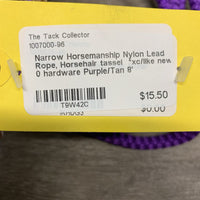 Narrow Horsemanship Nylon Lead Rope, Horsehair tassel *xc/like new, 0 hardware