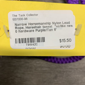 Narrow Horsemanship Nylon Lead Rope, Horsehair tassel *xc/like new, 0 hardware