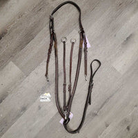 RSd/FS Padded Leather & Elastic Breastplate, 2 Piece Running Attachment, snaps *vgc, mnr dirt & rubs, older