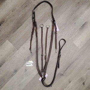 RSd/FS Padded Leather & Elastic Breastplate, 2 Piece Running Attachment, snaps *vgc, mnr dirt & rubs, older