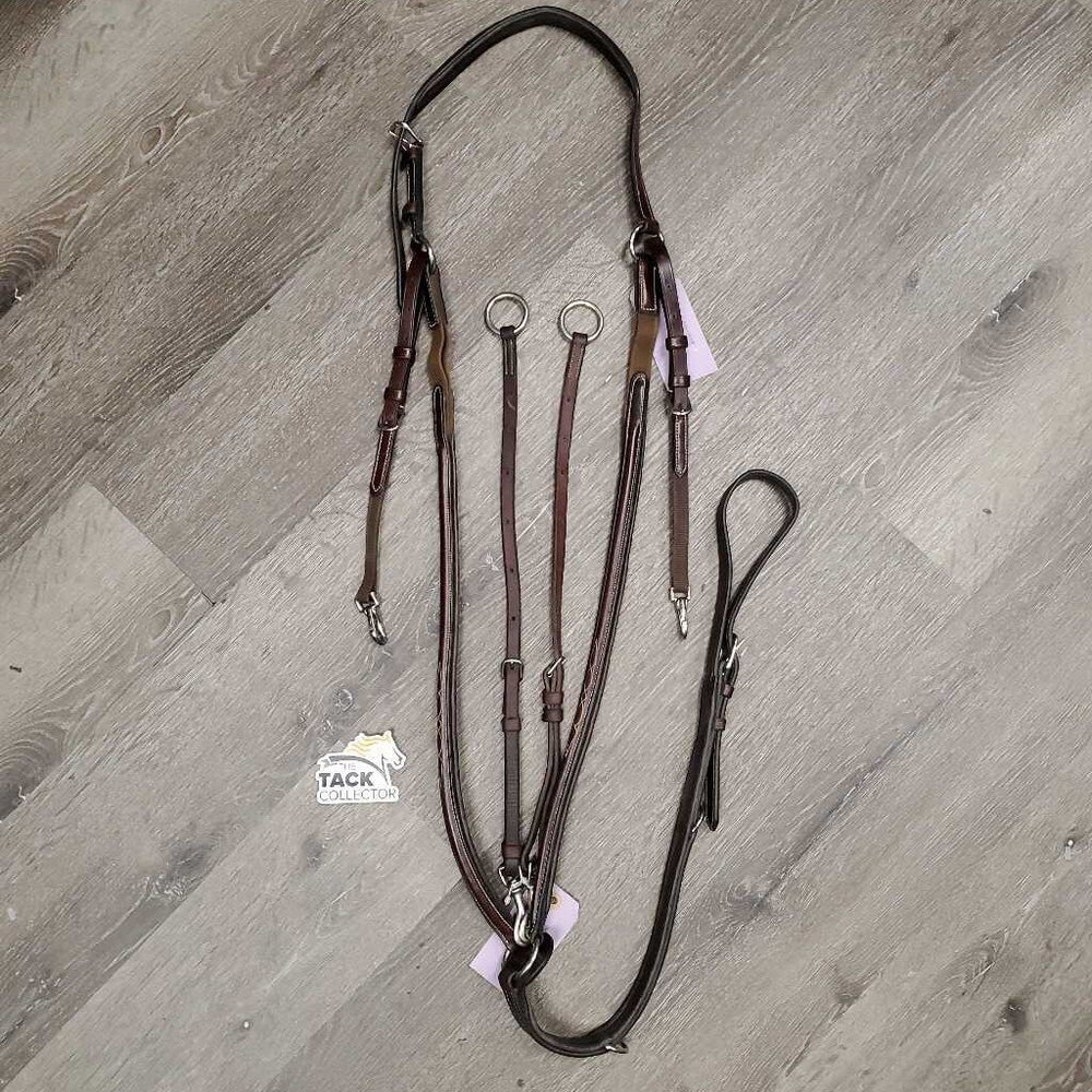 RSd/FS Padded Leather & Elastic Breastplate, 2 Piece Running Attachment, snaps *vgc, mnr dirt & rubs, older