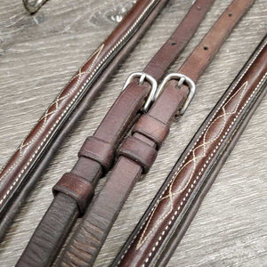 RSd/FS Padded Leather & Elastic Breastplate, 2 Piece Running Attachment, snaps *vgc, mnr dirt & rubs, older