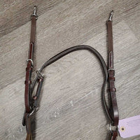 RSd/FS Padded Leather & Elastic Breastplate, 2 Piece Running Attachment, snaps *vgc, mnr dirt & rubs, older
