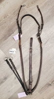 RSd Padded Leather & Elastic Breastplate, Running Attachment, snaps *gc, dirty, xholes, mismatched, creases, rubs, older

