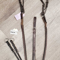 RSd Padded Leather & Elastic Breastplate, Running Attachment, snaps *gc, dirty, xholes, mismatched, creases, rubs, older