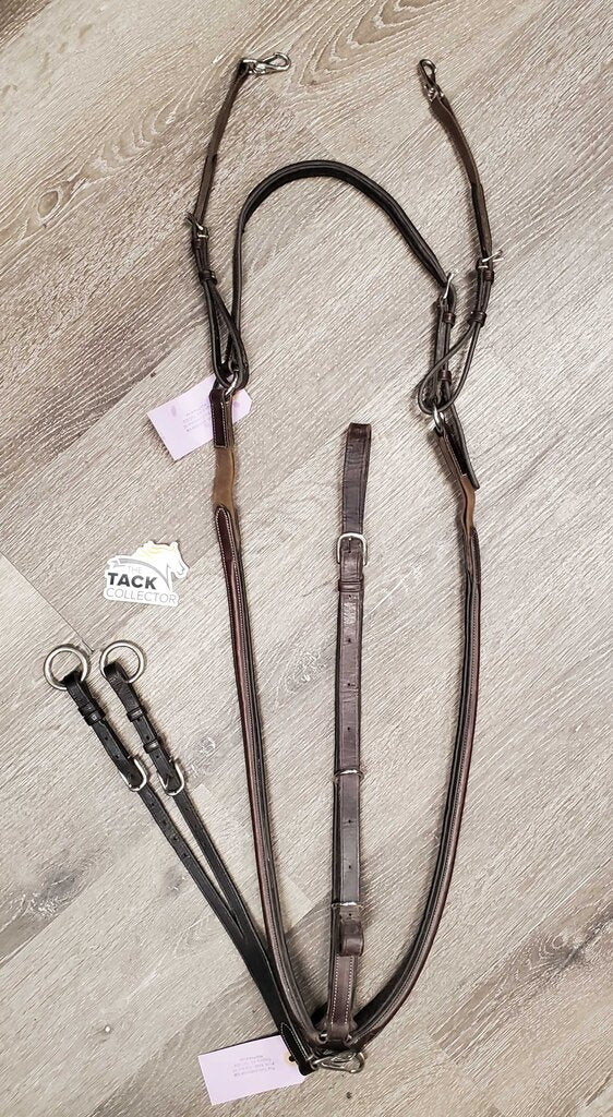 RSd Padded Leather & Elastic Breastplate, Running Attachment, snaps *gc, dirty, xholes, mismatched, creases, rubs, older