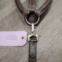 RSd Padded Leather & Elastic Breastplate, Running Attachment, snaps *gc, dirty, xholes, mismatched, creases, rubs, older
