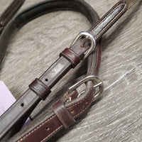 RSd Padded Leather & Elastic Breastplate, Running Attachment, snaps *gc, dirty, xholes, mismatched, creases, rubs, older
