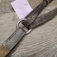RSd Padded Leather & Elastic Breastplate, Running Attachment, snaps *gc, dirty, xholes, mismatched, creases, rubs, older
