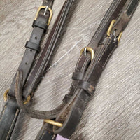 Rsd/FS Padded Thick Soft Leather & Elastic Breastplate, 2 Pc Running Attachment *gc, dirty, xholes, older, rubs