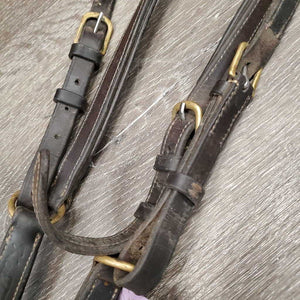 Rsd/FS Padded Thick Soft Leather & Elastic Breastplate, 2 Pc Running Attachment *gc, dirty, xholes, older, rubs